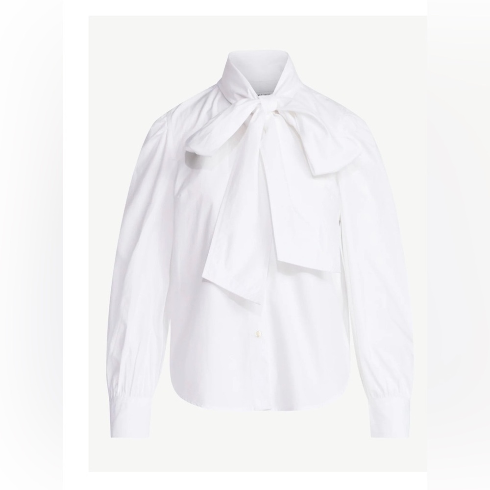 White Tie-Neck Blouse - Elegant Women's Top
